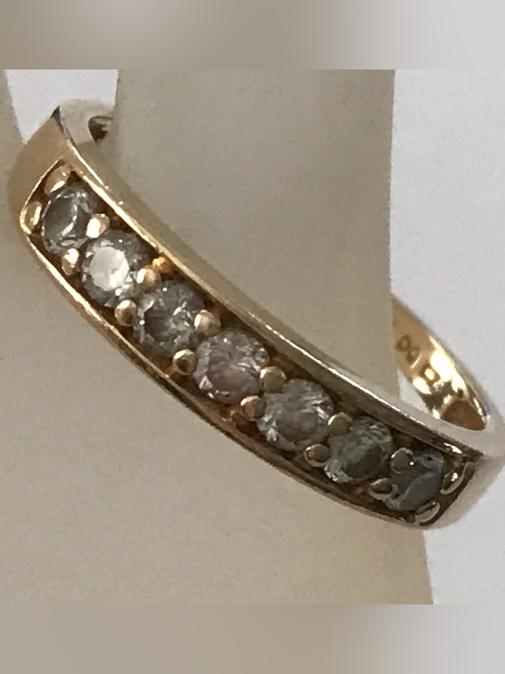 14K Yellow Gold Diamonique Band Ring Size 7